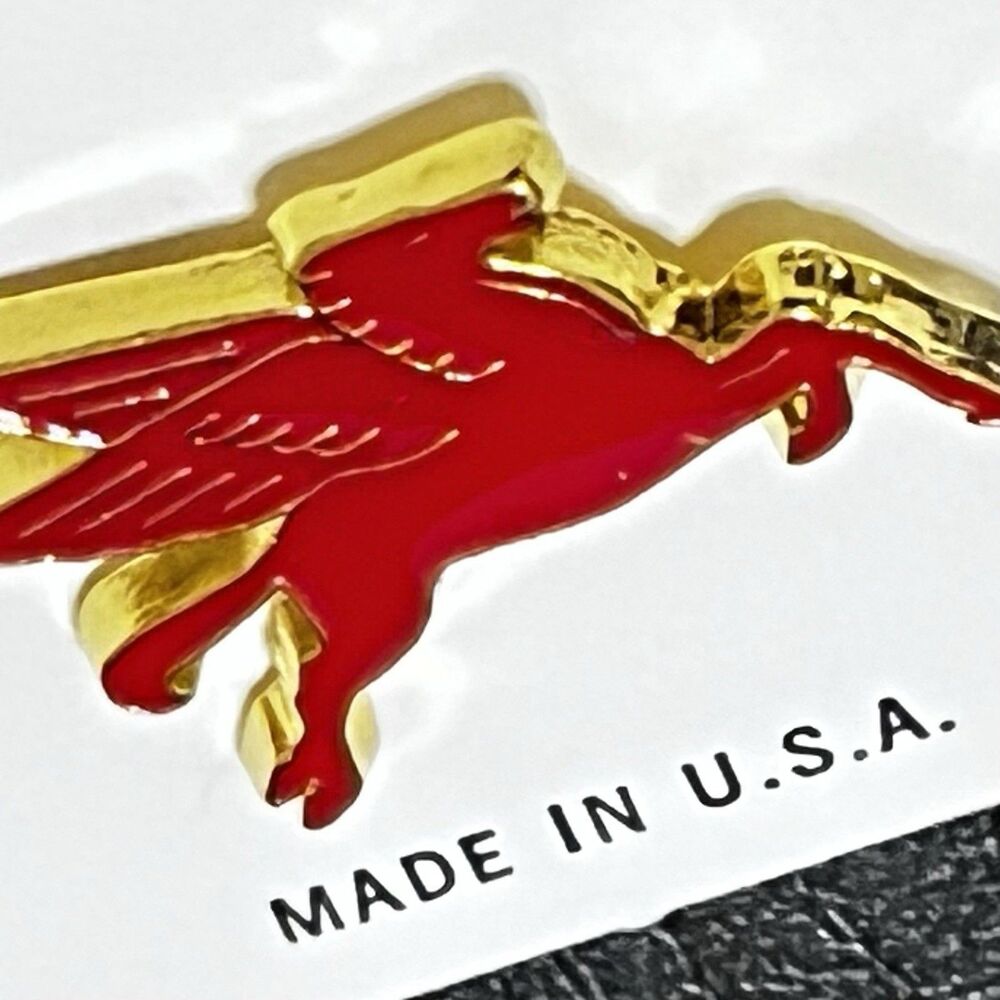 Vintage Exxon Mobil Red Pegasus Lapel Pin Flying Horse Logo USA New Old Stock
